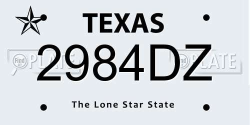 2984DZ Texas License Plate