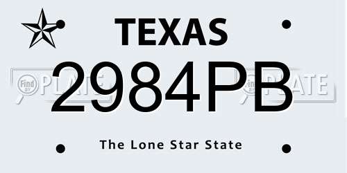 2984PB Texas License Plate