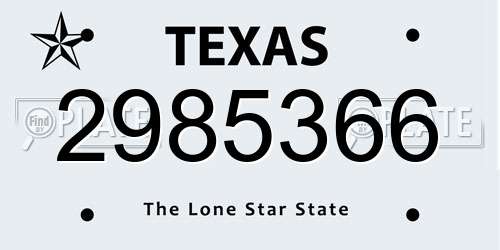2985366 Texas License Plate