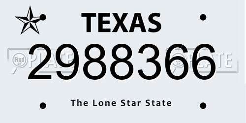 2988366 Texas License Plate