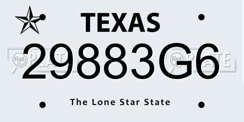29883G6 Texas License Plate