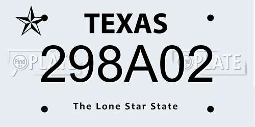 298A02 Texas License Plate
