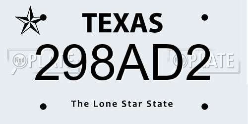 298AD2 Texas License Plate