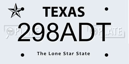 298ADT Texas License Plate
