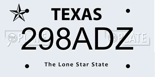 298ADZ Texas License Plate