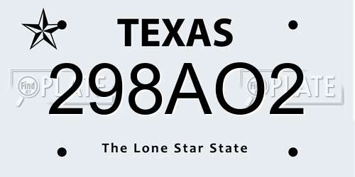 298AO2 Texas License Plate