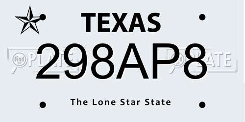 298AP8 Texas License Plate