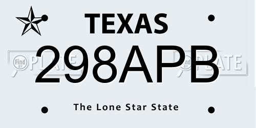 298APB Texas License Plate