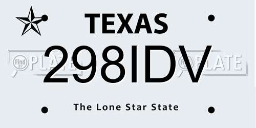298IDV Texas License Plate