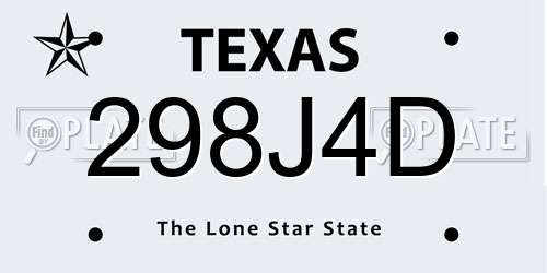 298J4D Texas License Plate
