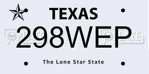 298WEP Texas License Plate