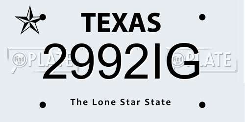 2992IG Texas License Plate
