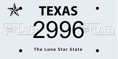 2996 Texas License Plate