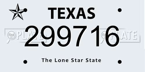 299716 Texas License Plate