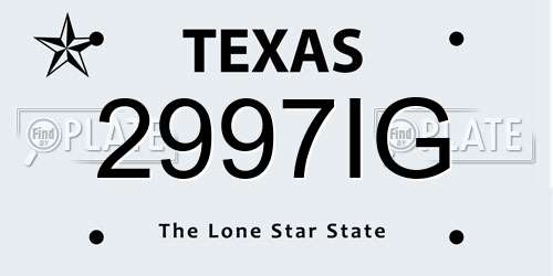2997IG Texas License Plate