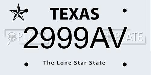 2999AV Texas License Plate