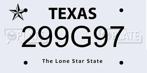 299G97 Texas License Plate