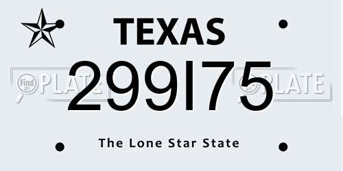 299I75 Texas License Plate