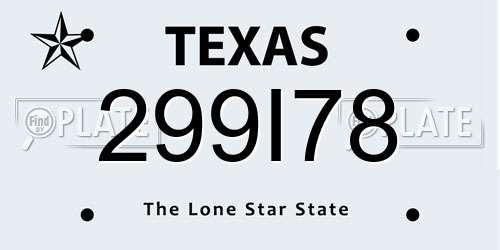 299I78 Texas License Plate
