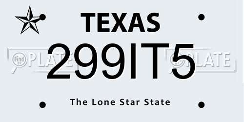 299IT5 Texas License Plate