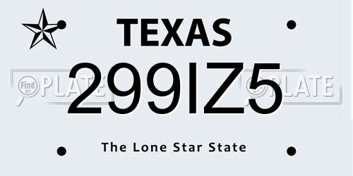 299IZ5 Texas License Plate