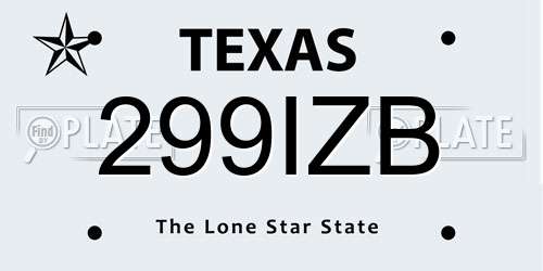 299IZB Texas License Plate