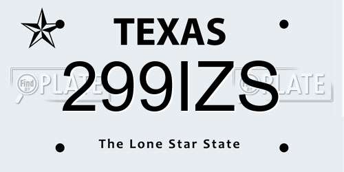 299IZS Texas License Plate