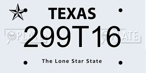 299T16 Texas License Plate