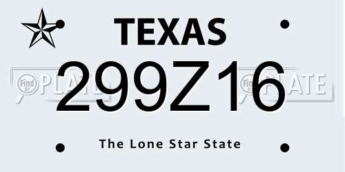 299Z16 Texas License Plate