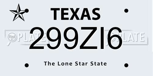 299ZI6 Texas License Plate