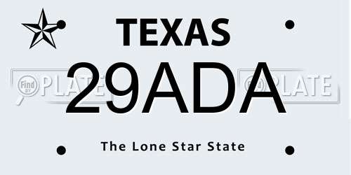 29ADA Texas License Plate