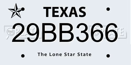 29BB366 Texas License Plate