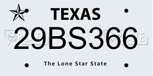29BS366 Texas License Plate