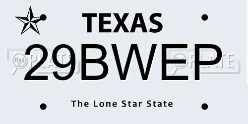 29BWEP Texas License Plate