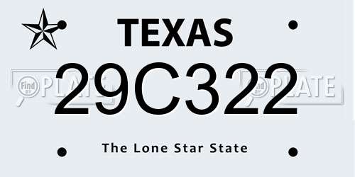 29C322 Texas License Plate