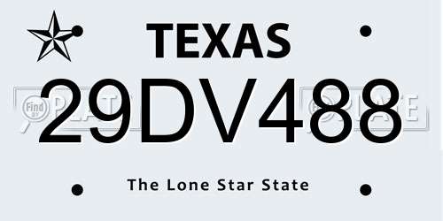 29DV488 Texas License Plate