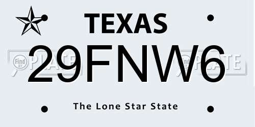 29FNW6 Texas License Plate