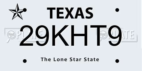 29KHT9 Texas License Plate