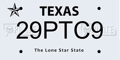 29PTC9 Texas License Plate