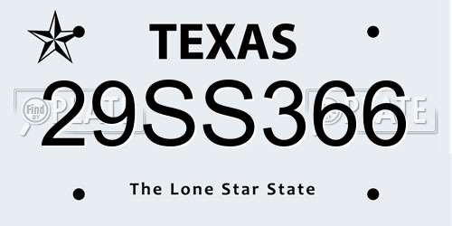 29SS366 Texas License Plate