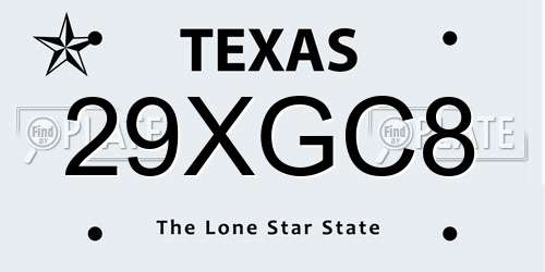 29XGC8 Texas License Plate
