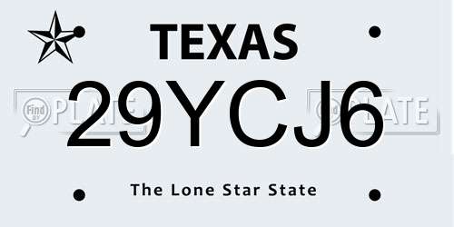 29YCJ6 Texas License Plate
