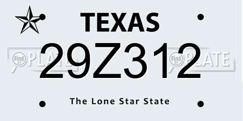 29Z312 Texas License Plate