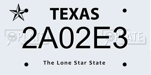2A02E3 Texas License Plate