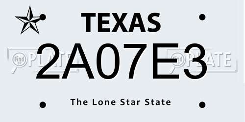 2A07E3 Texas License Plate