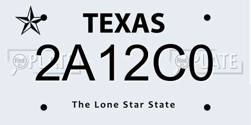 2A12C0 Texas License Plate