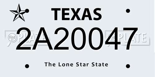 2A20047 Texas License Plate