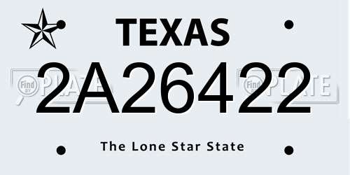 2A26422 Texas License Plate