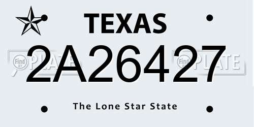 2A26427 Texas License Plate