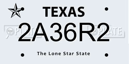 2A36R2 Texas License Plate